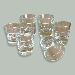 Libbey Shot Glasses White Lines Vintage Barware Set Of 6 Assorted Size
